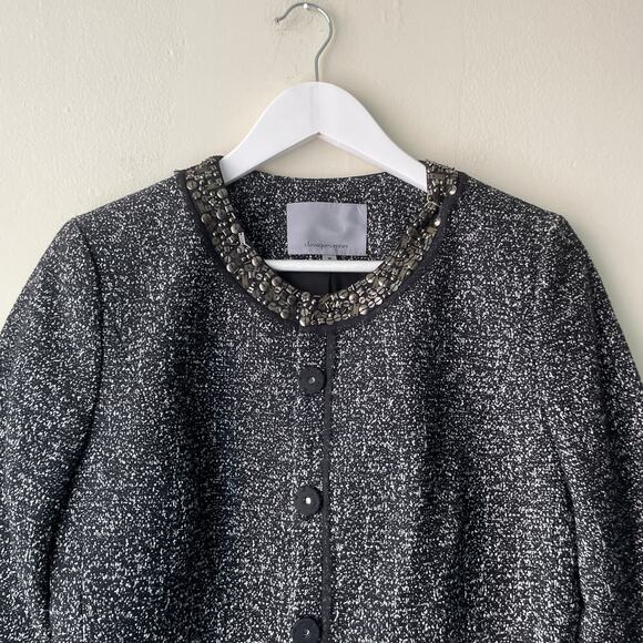 Classiques Entier Black & Gray Tweed Sequenced Neckline Jacket - M - Picture 9 of 11